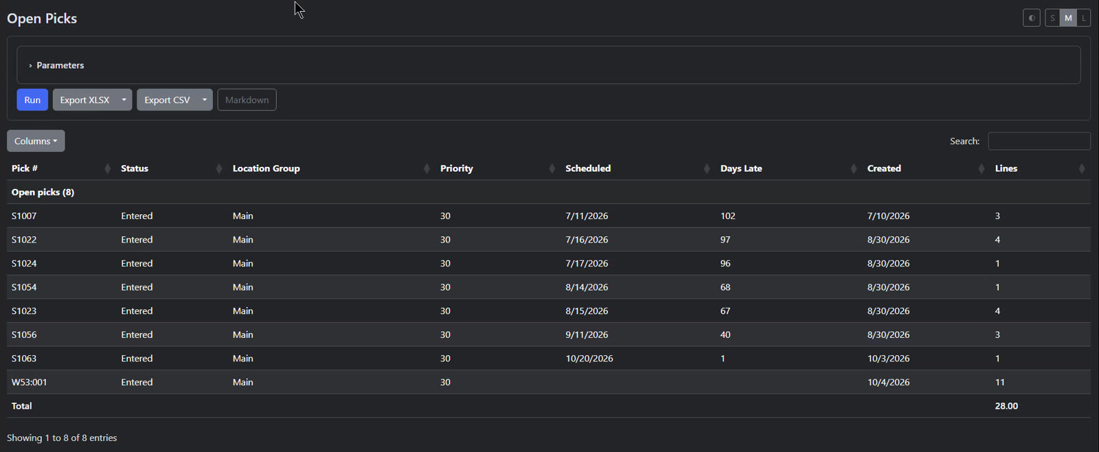 Preview of the Open Picks CloudPage in a browser, with Run and export buttons and the eight open picks